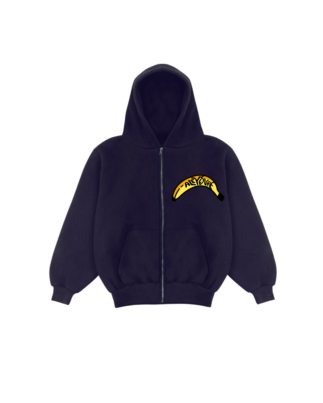 Boxy Zip Hoodie Banana Blu Navy