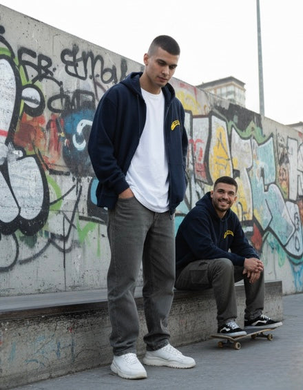 Boxy Zip Hoodie Banana Blu Navy