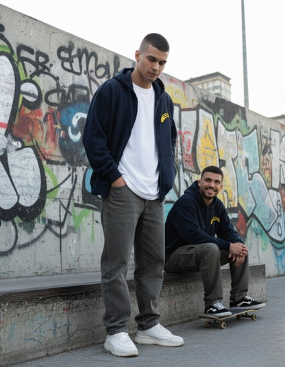 Boxy Zip Hoodie Banana Blu Navy