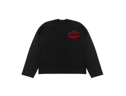 Aleyesure Boxy Long Sleeve Just Kiss Me Black